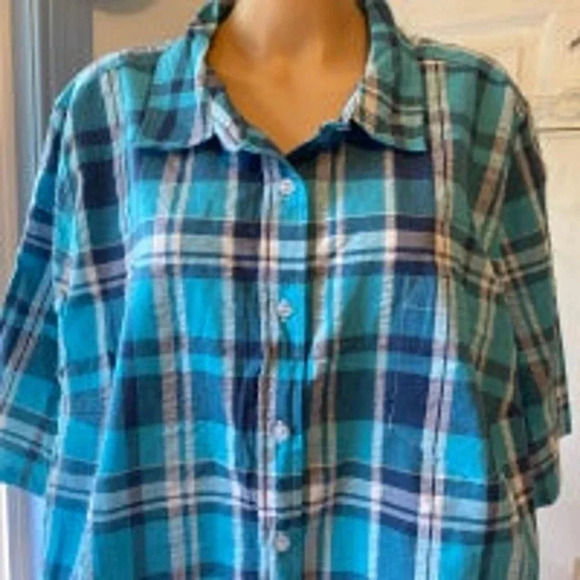 Women Within 100% Cotton Button Up Casual Beach Blouse Unisex Adult Plus Size 2X - Picture 5 of 5